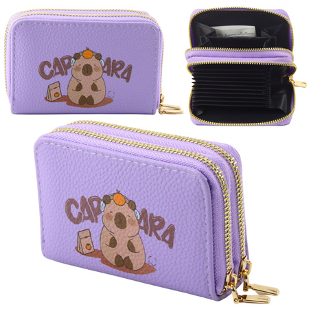 Two-compartment wallet with card compartments Capybara Purple 12.5 x 8.5cm