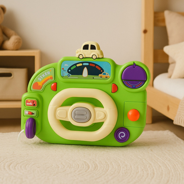 Interaktives Lenkrad für Kinder, Fahrsimulator mit Licht und Geräuschen (grün)