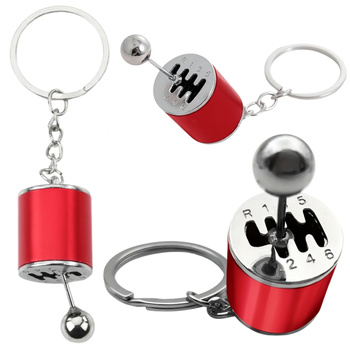 Metal Keychain Moving Gearbox Red
