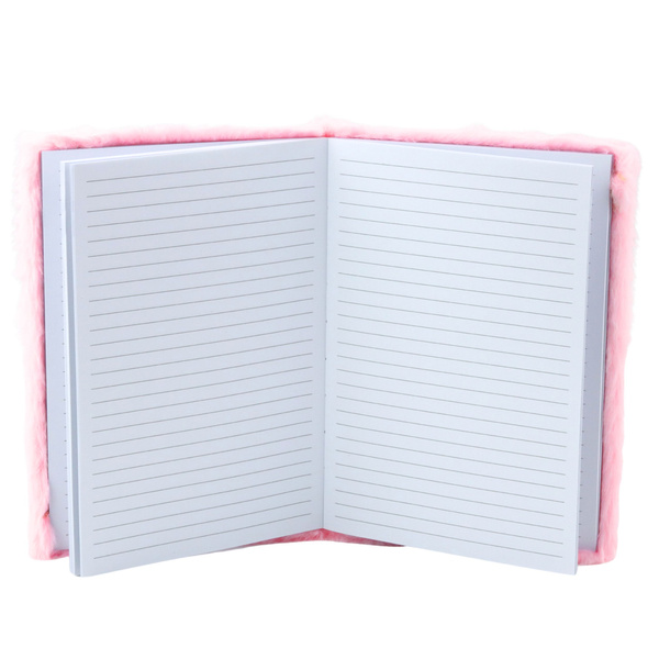 Plush Notebook Notebook Lined Star with Confetti Pink A5 80 Sheets