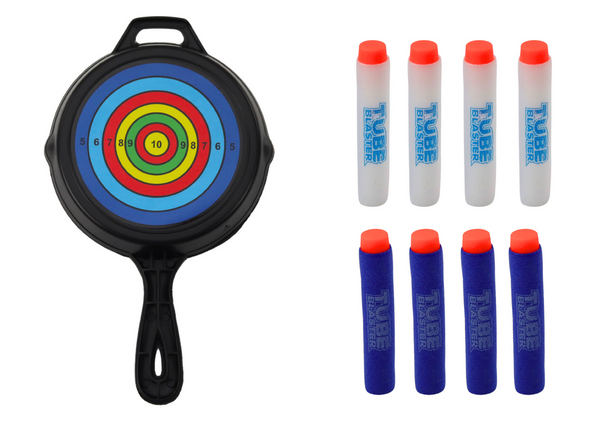 Shooting bow with a target, soft arrows, 8 pieces, white and blue