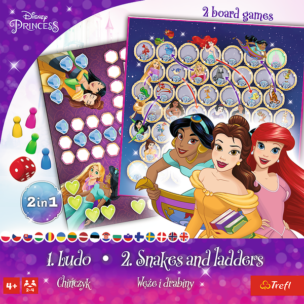Spiel 2in1 Chinese Mann / Schlangen und Leitern - Prinzessin Disney Princess Trefl 02418