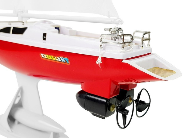 Remote Controlled Sailboat 50 cm Remote Controlled Rudder 27 Mhz 15 km/h Red