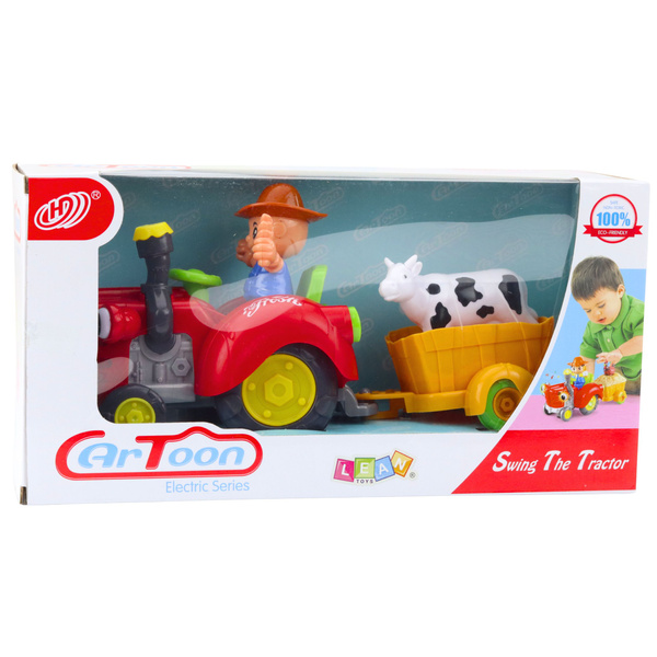 Interactive Farmer's Tractor with Trailer, Cow Figure, Lights and Sounds