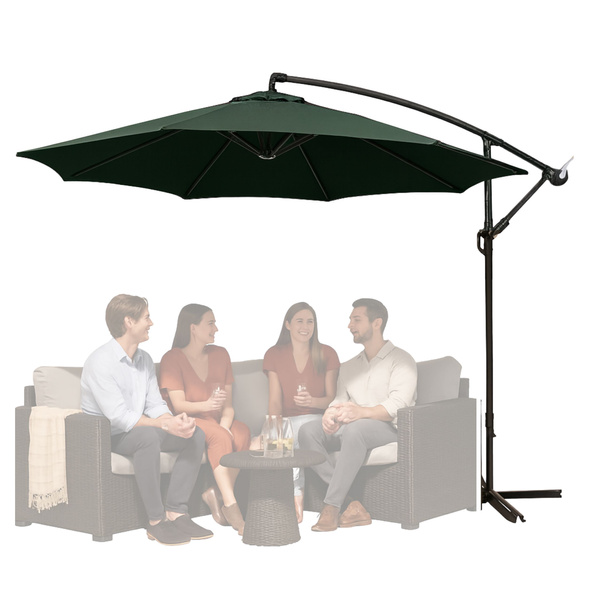 Side Garden Umbrella with Adjustable Tilt Cover 350 x 250cm Green