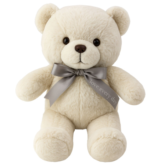 Plush Mascot Cuddly Toy Teddy Bear With Bow Happy Every Day White 55cm