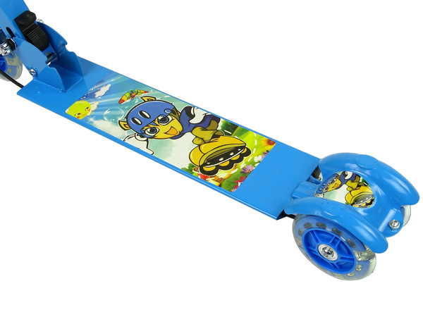 Dreirädriger Tretroller Leuchtende LED-Räder blau mit Handbremse