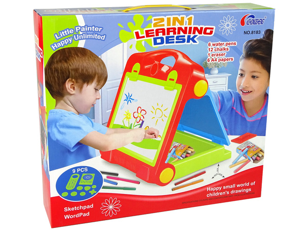 Zweiseitige Tafel Maltafel Kreide Filzstiften mit Zubehör rot blau grün