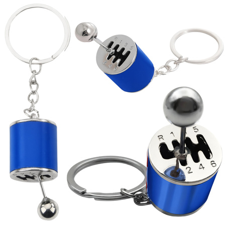 Metal Keychain Moving Gearbox Blue