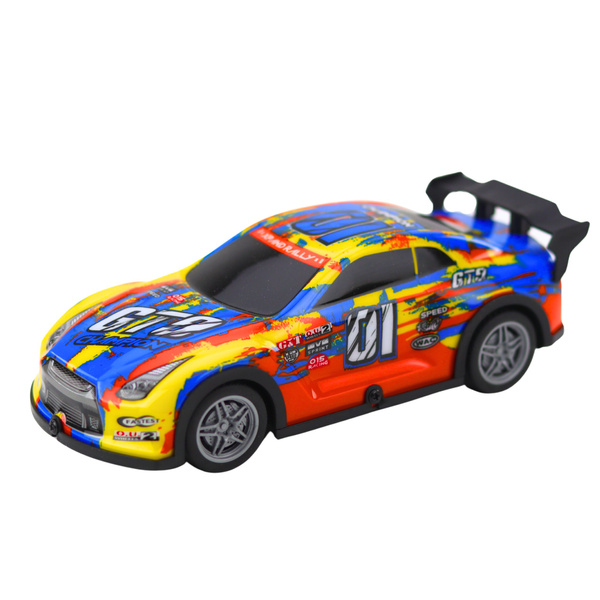 RC-Rennwagen mit leuchtender Karosserie, Blau und Gelb