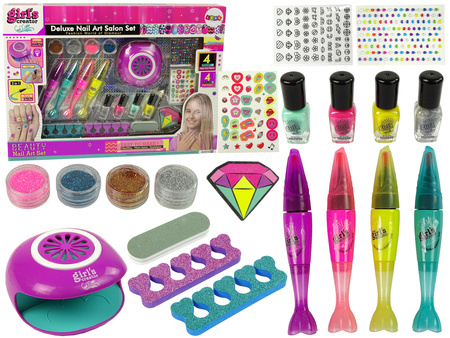 Großes Nagellackier-Set Nagelstifte Glitzer-Sticker Trockner