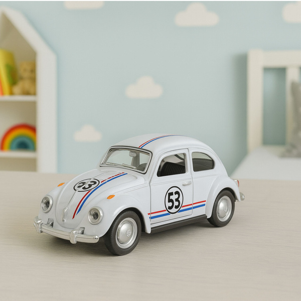 Klassischer VW Käfer, Metallantrieb, Türen zum Öffnen, Weiß, Maßstab 1:32