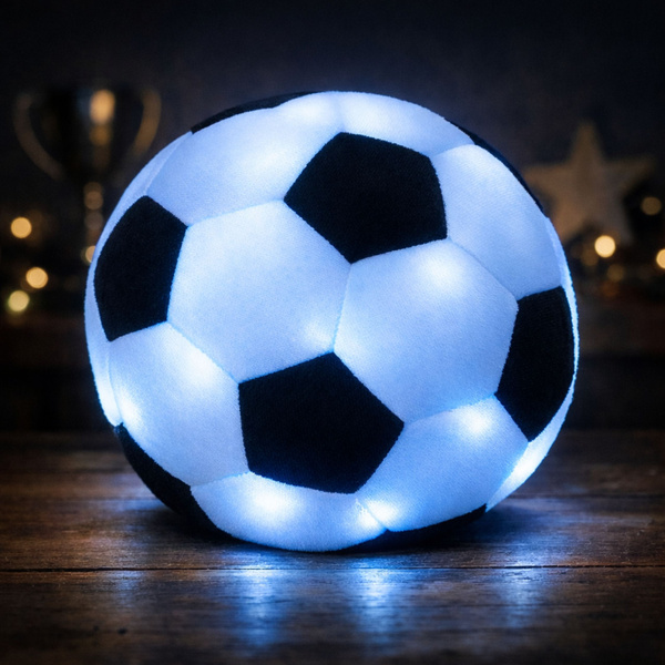 Lightweight Soccer Ball for Throwing and Kicking, Glowing Material, Black and White