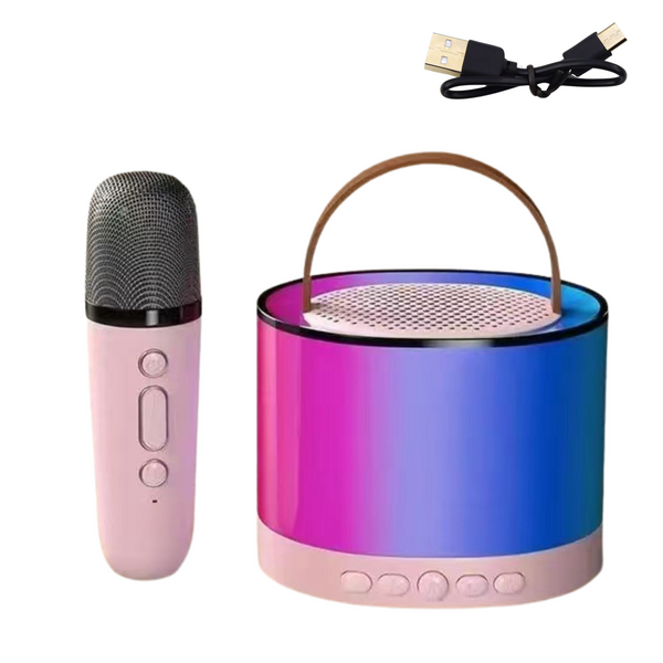 Karaoke-Kit Lautsprecher Mikrofon Kabellos K52 RGB Bluetooth Rosa