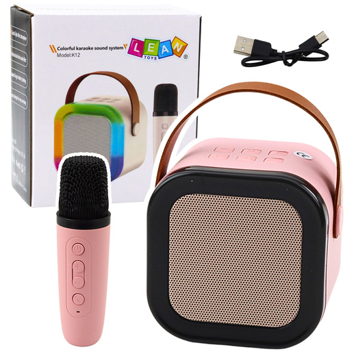 Karaoke Speaker Microphone Wireless K12 RGB Bluetooth Pink