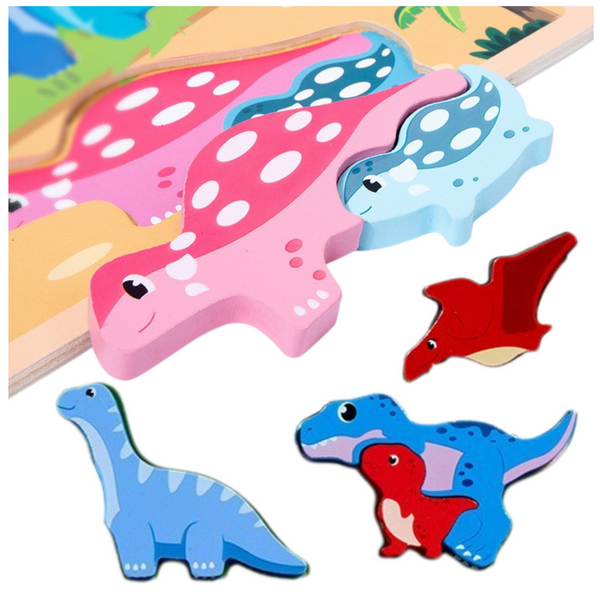 Puzzle Board 2in1 Wooden Educational Marker Dinosaurs 12pcs