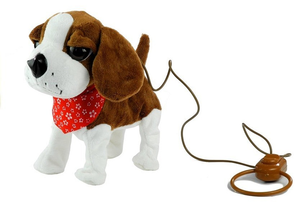 Interactive Dog On a Lead with Head-Scarf Moves Tail Sings