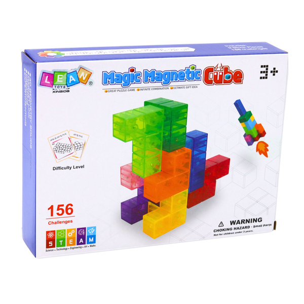 Magnetic Blocks Magic Cube Puzzle 156 Challenge Cards 9 pcs.