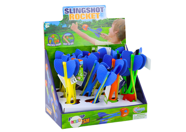 Rakete mit Wurfschleuder, bunter Schaumstoff, Rückstoß 25 Meter