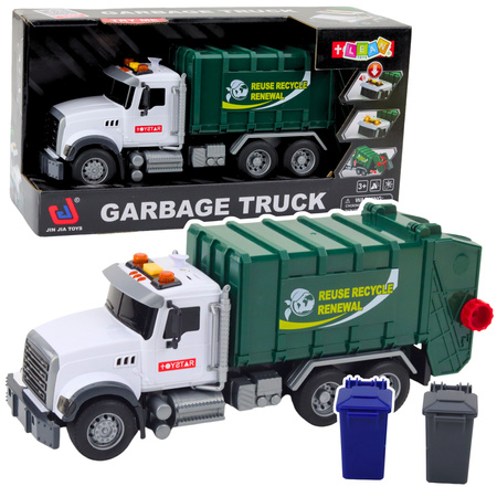 Garbage Truck Garbage Bins Lights Sounds Green 1:14