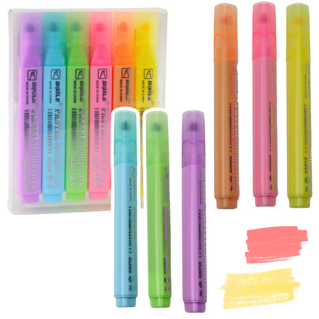 Set Textmarker für Schule, Büro, bunt, 6-tlg.