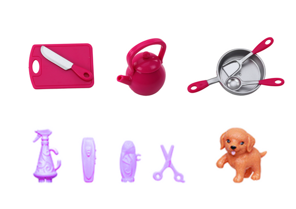 Anlily 4in1 Puppe Arzt Friseur Koch Tiere Kleidung Zubehör