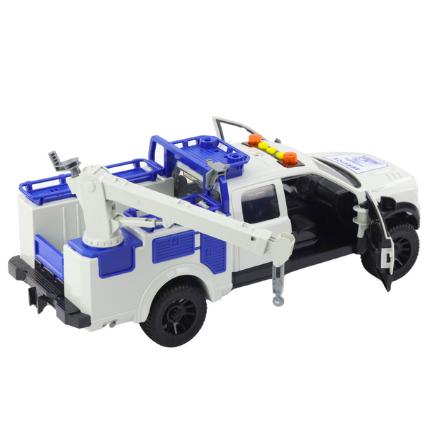 Dienstwagen mit Kranlicht und Geräuschen, weiß, 1:12