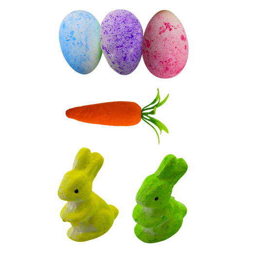 Easter Decorations In Basket Bunnies Eggs Carrot 6pcs