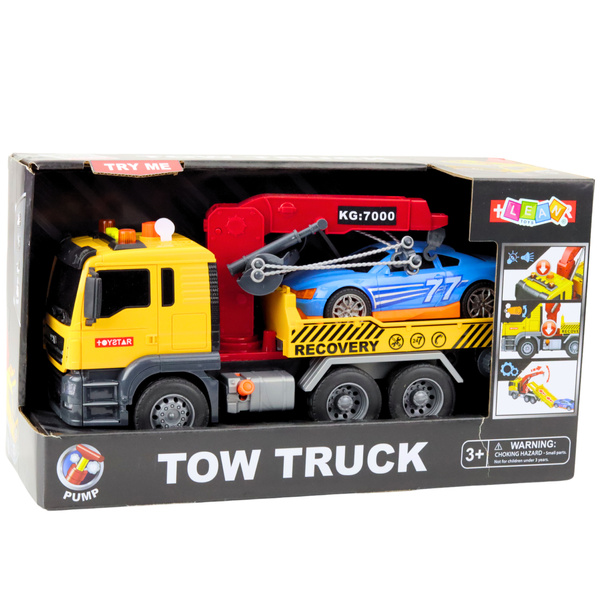 Tow Truck With Crane Race Car Lights Sounds