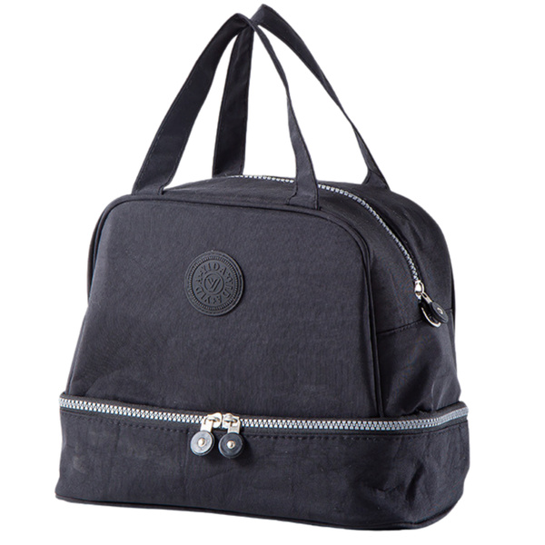 Thermal Insulating Breakfast Bag with Adjustable Strap Black 27cm