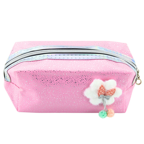 Federmäppchen Kosmetiktasche Schleife Schimmernde Partikel Rosa