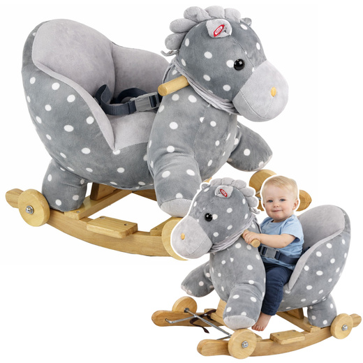 Rocking Horse Ride-on 2 in 1 Horse for Toddlers Gray with Dots