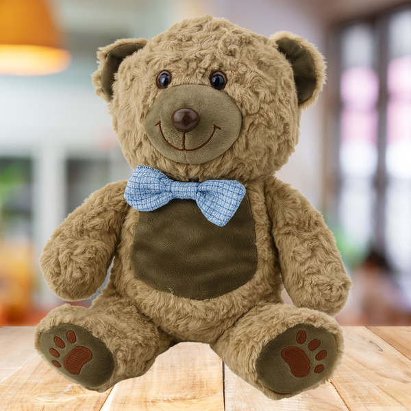 Plüschtier Teddybär Blaue Fliege Hellbraun 30cm
