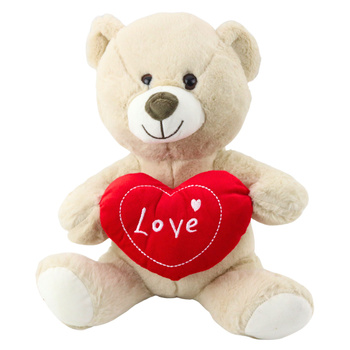 Plush Toy Teddy Bear with Heart Cream Beige 30cm