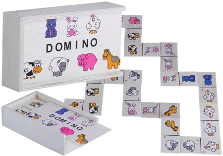 Domino Drewniane ze Zwierzątkami Gra Dla Dzieci