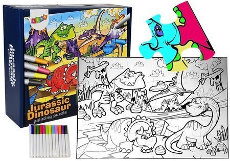 Puzzle Dla Dzieci Do Kolorowania Era Dinozaurów Pisaki 24 el