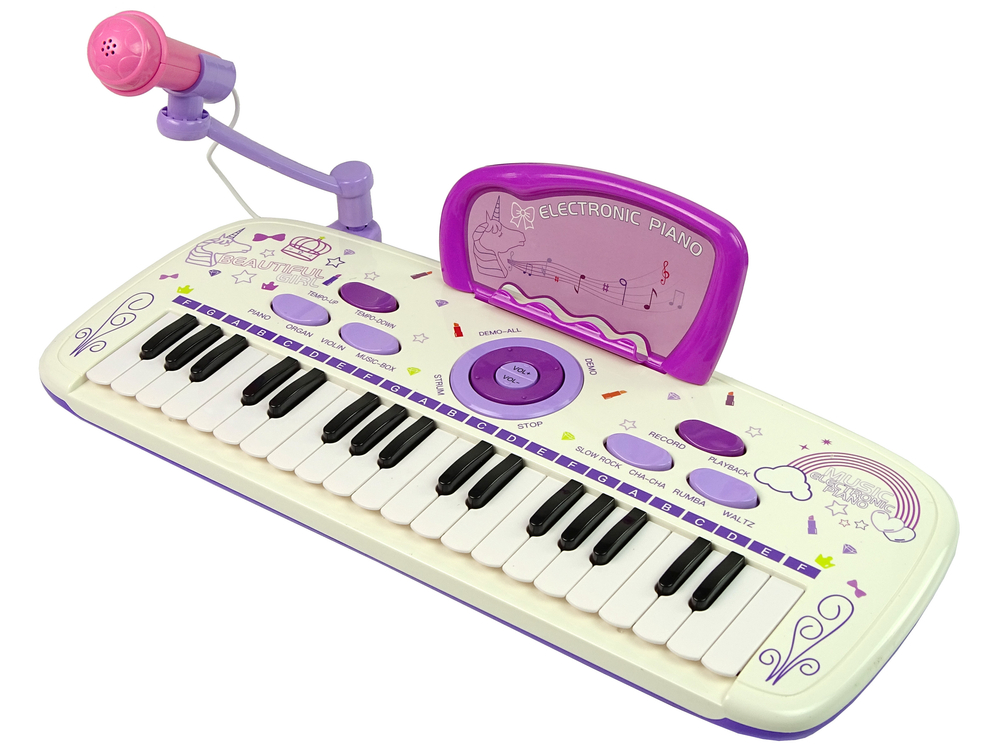 Elektryczne Pianino Keyboard Dla Dzieci Różowy Nuty USB - LeanToys.pl