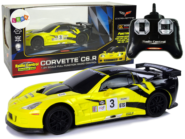Auto Sportowe R/C 1:24 Corvette Żółte C6.R  2.4 G Światła 