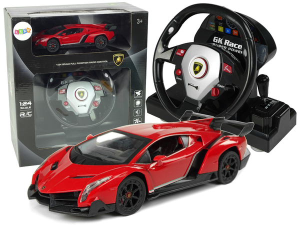 Auto Zdalnie Sterowane Lamborghini Veneno Czerwony 2,4 G Pilot Kierownica Dźwięk Światła 1:24