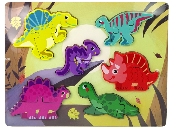 Drewniane Puzzle Zwierzęta Dinozaury Do Dopasowania