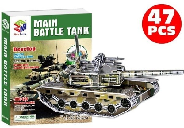 Puzzle 3D Duży Czołg Wojskowy 47PCS Battle Tank