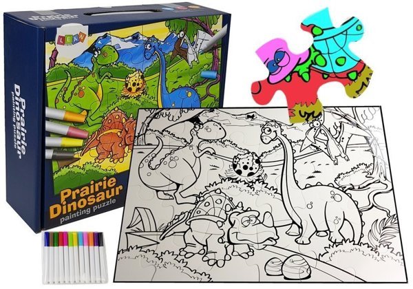 Puzzle Do Kolorowania Dinozaury Pisaki 24 elem