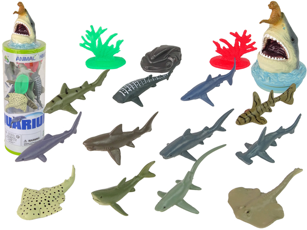 Zestaw Zwierzęta Morskie Rekiny Figurki 12szt. Akcesoria W Tubie 